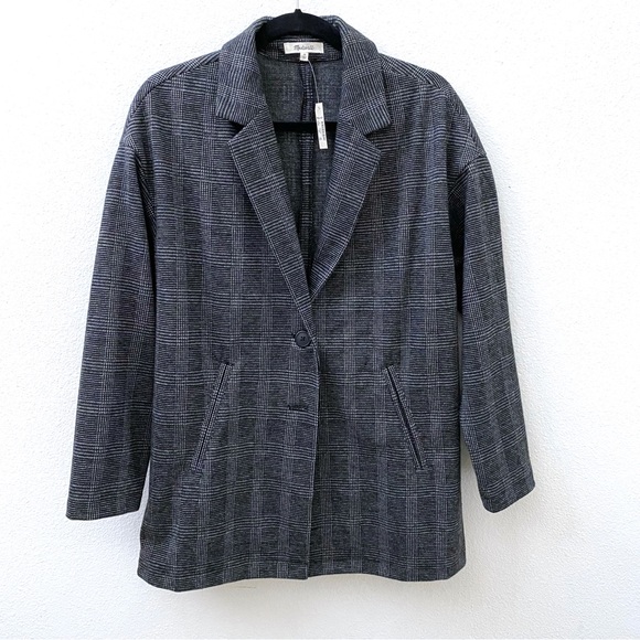 NEW Madewell Glen Plaid Knit Oversized Blazer - Picture 2 of 10
